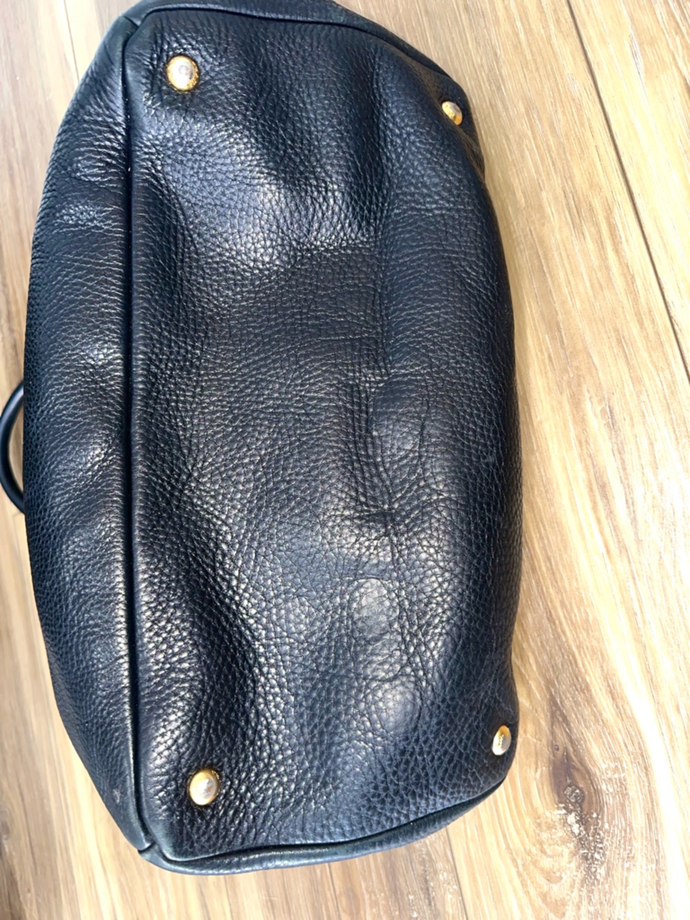 Authentic Prada Pebbled Leather Shoulder Tote Classic Black Gold Hardwear - Picture 3 of 16